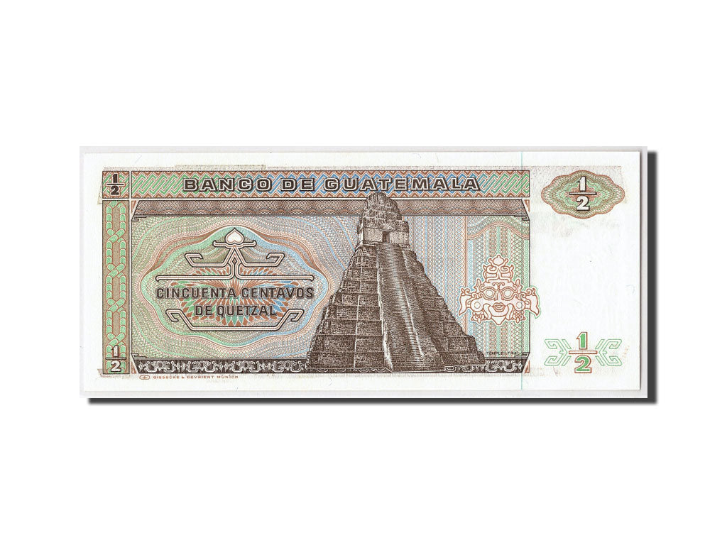 Banknote, Guatemala, 1/2 Quetzal, 1989, 1989-01-04, KM:65, UNC(65-70)