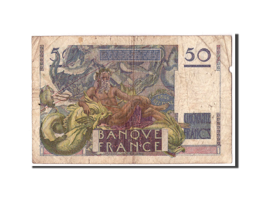 Geldschein, Frankreich, 50 Francs, 50 F 1946-1951 ''Le Verrier'', 1948