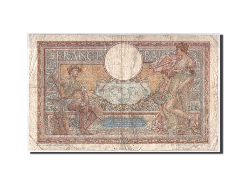 France, 100 Francs Luc Olivier Merson, KM:86b, Fayette:25.47, 1939-05-19, B+
