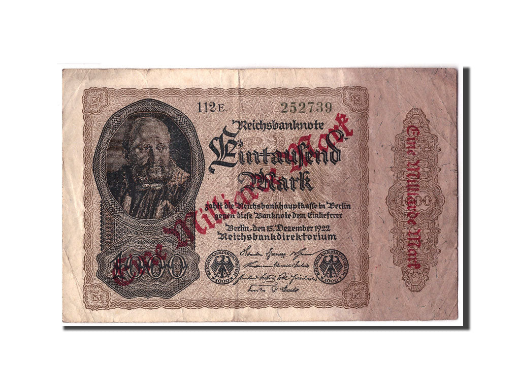 Germany, 1 Milliarde Mark on 1000 Mark, KM:113a, 1922-12-15, VF(20-25)