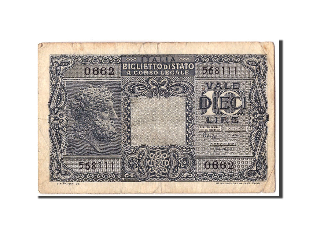 Billet, Italie, 10 Lire, 1944, 1944-11-23, KM:32c, B+