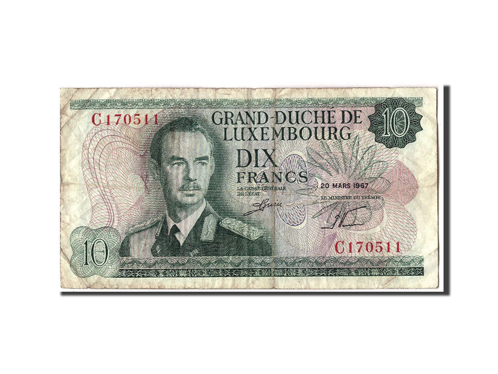 Luxembourg, 10 Francs, 1967, KM:53a, 1967-03-20, F(12-15)