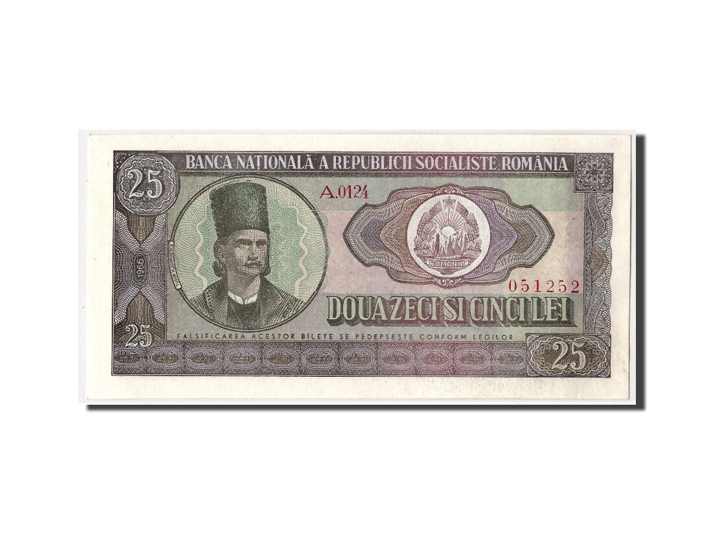 Banknot, Rumunia, 25 Lei, 1966, KM:95a, UNC(65-70)