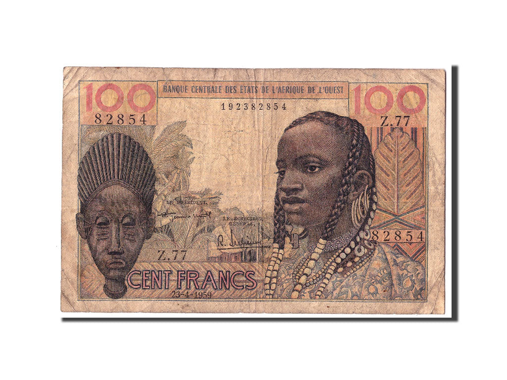Banconote, Stati dell'Africa occidentale, 100 Francs, 1959, KM:2a, 1959-04-23, B
