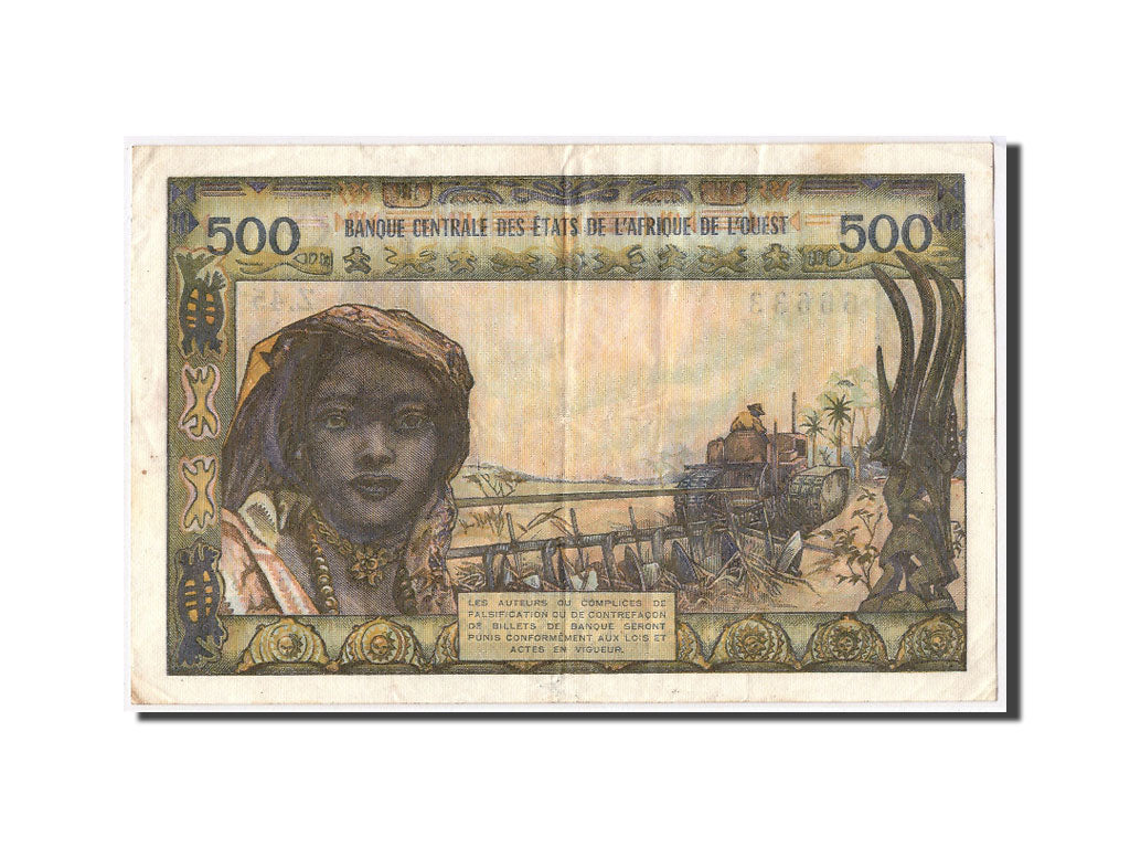 Banknote, West African States, 500 Francs, Undated, KM:102Aj, VF(30-35)