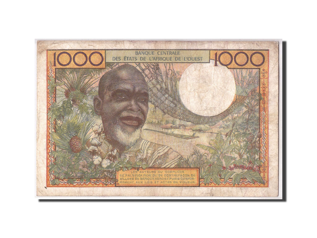 West African States, Ivory Coast, 1000 Francs, Undated, KM:103An, VF(30-35)