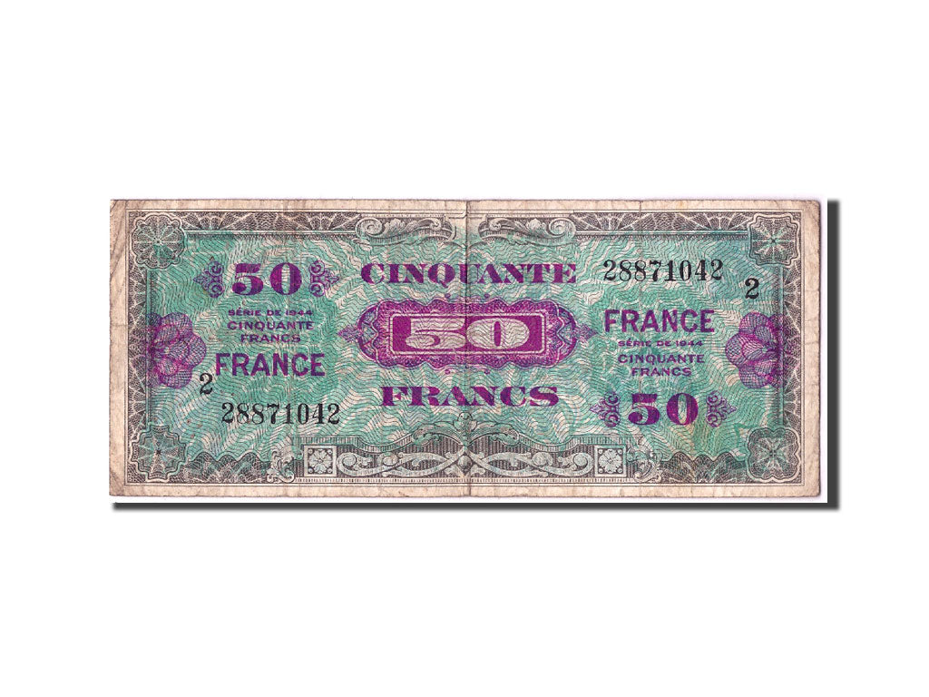 Biljet, Frankrijk, 50 Francs, 1945 Verso France, 1944, B+, Fayette:VF24.2