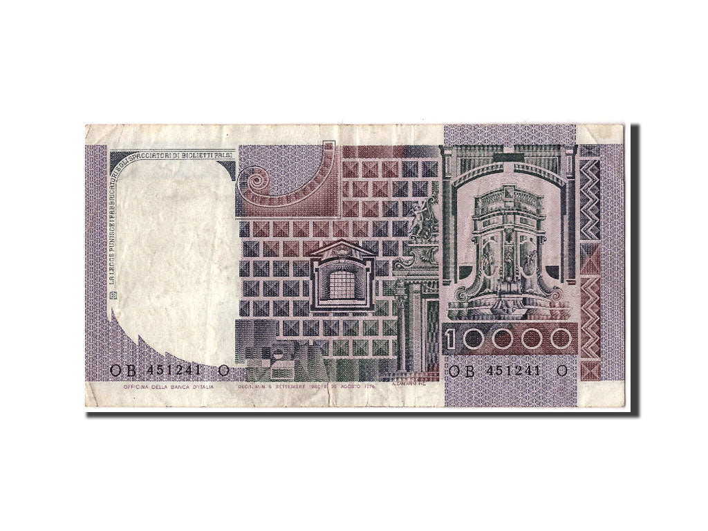 Italy, 10,000 Lire, 1980, KM:106b, 1980-09-06, VF(20-25)