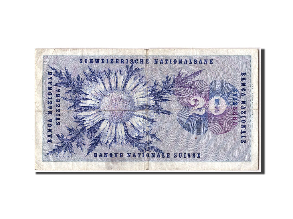 Banconote, Svizzera, 20 Franken, 1964, KM:46k, 1964-04-02, MB