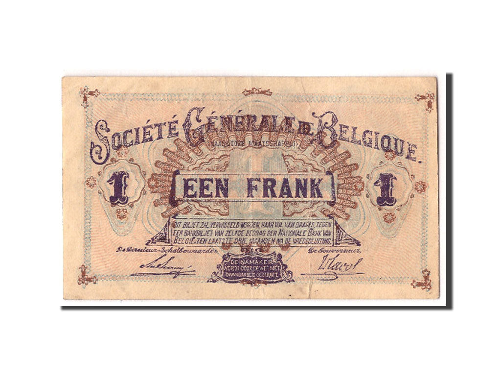 Belgio, 1 Franc, 1918, KM:86b, 1918-06-01, MB