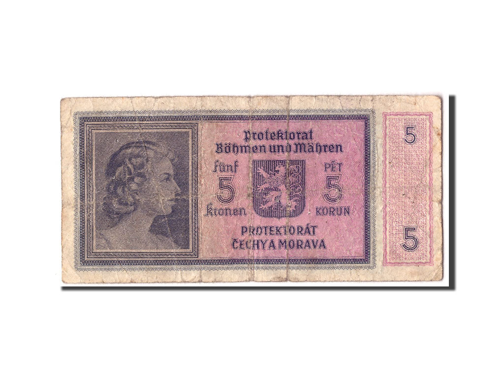 Bohemia and Moravia, 5 Korun, Undated (1940), KM:4a, G(4-6)