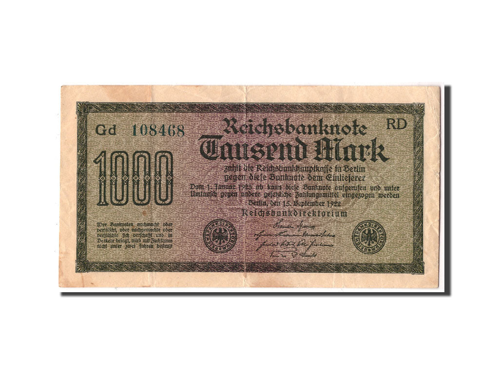 Banknote, Germany, 1000 Mark, 1922, 1922-09-15, KM:76e, VF(20-25)
