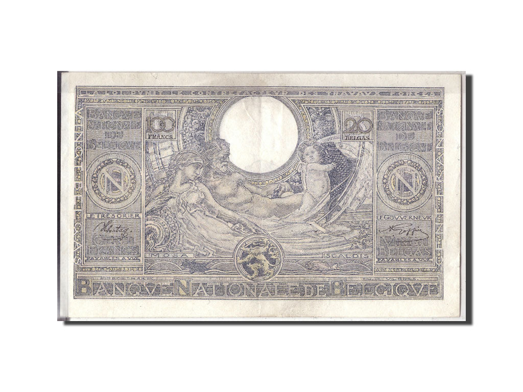 Banknote, Belgium, 100 Francs-20 Belgas, 1943, 1943-03-10, KM:107, AU(50-53)