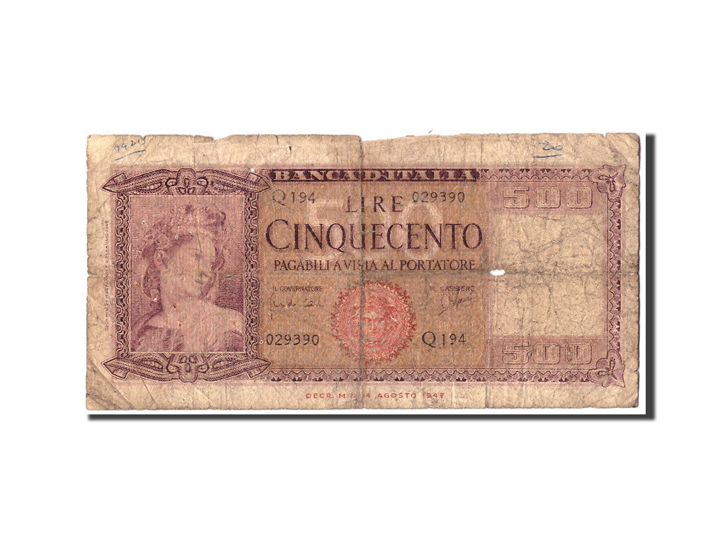 Italy, 500 Lire, 1961, KM:80b, 1961-03-23, AG(1-3)