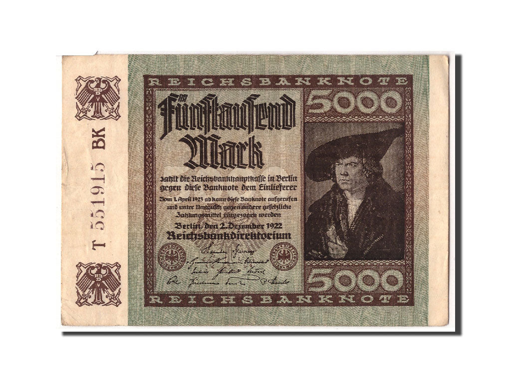 Banknote, Germany, 5000 Mark, 1922, 1922-12-02, KM:81d, EF(40-45)