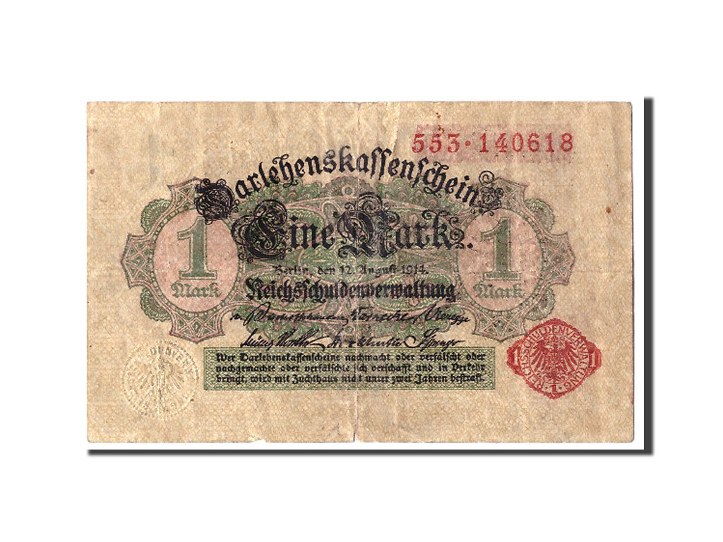 Germany, 1 Mark, 1914, KM:51, 1914-08-12, F(12-15)