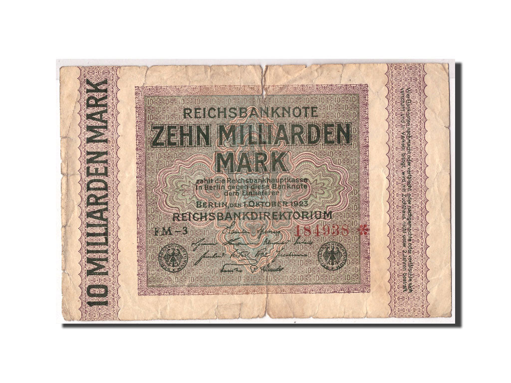 Billet, Allemagne, 10 Milliarden Mark, 1923, 1923-10-01, KM:117c, AB+