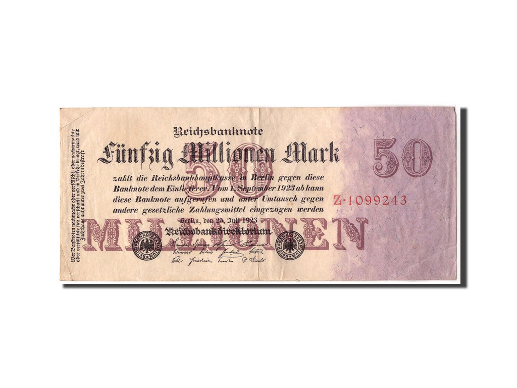 Germany, 50 Millionen Mark, 1923, KM:98a, 1923-07-25, VF(20-25)