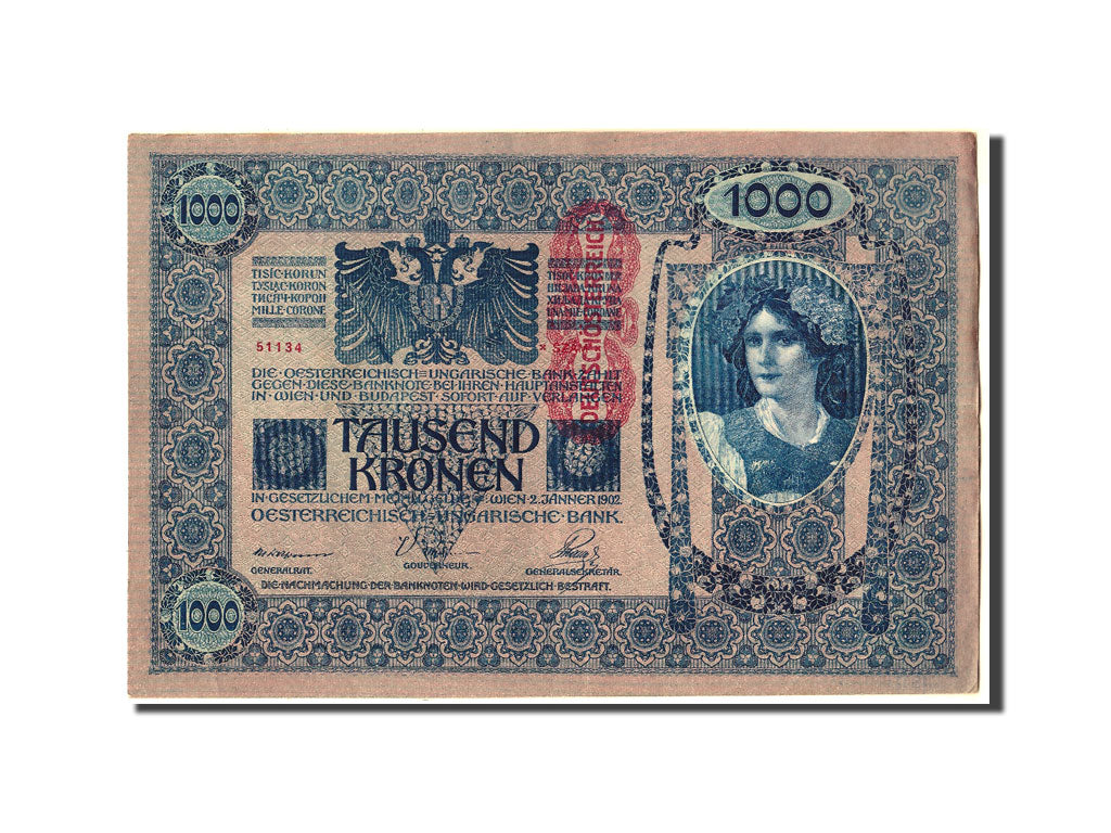 Austria, 1000 Kronen, Undated (1919), KM:59, 1902-01-02, AU(50-53)