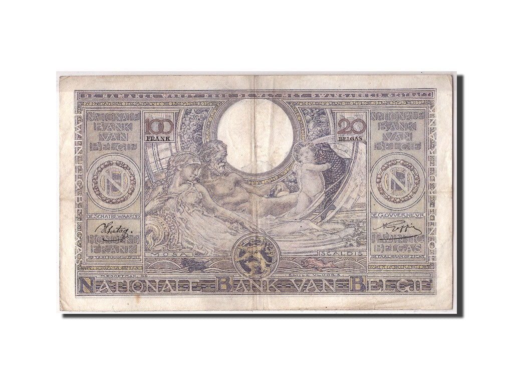 Belgium, 100 Francs-20 Belgas, 1941, KM:107, 1941-08-11, VF(30-35)