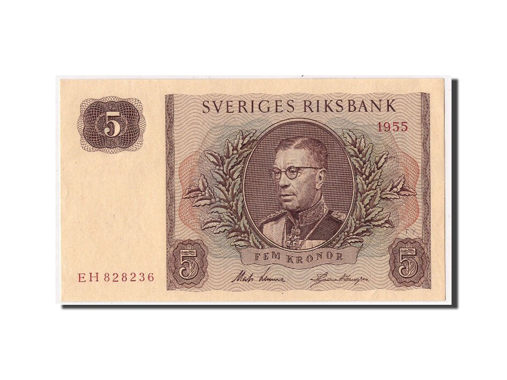 Geldschein, Schweden, 5 Kronor, 1955, KM:42b, UNZ-