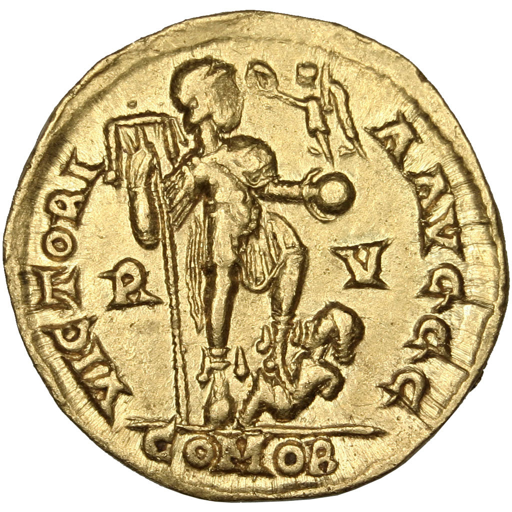Coin, Honorius, Solidus, Ravenna, AU(50-53), Gold, RIC:1287