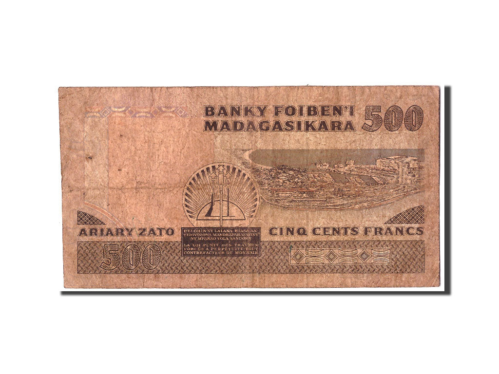 Banknote, Madagascar, 500 Francs = 100 Ariary, Undated (1988-93), KM:71a, G(4-6)