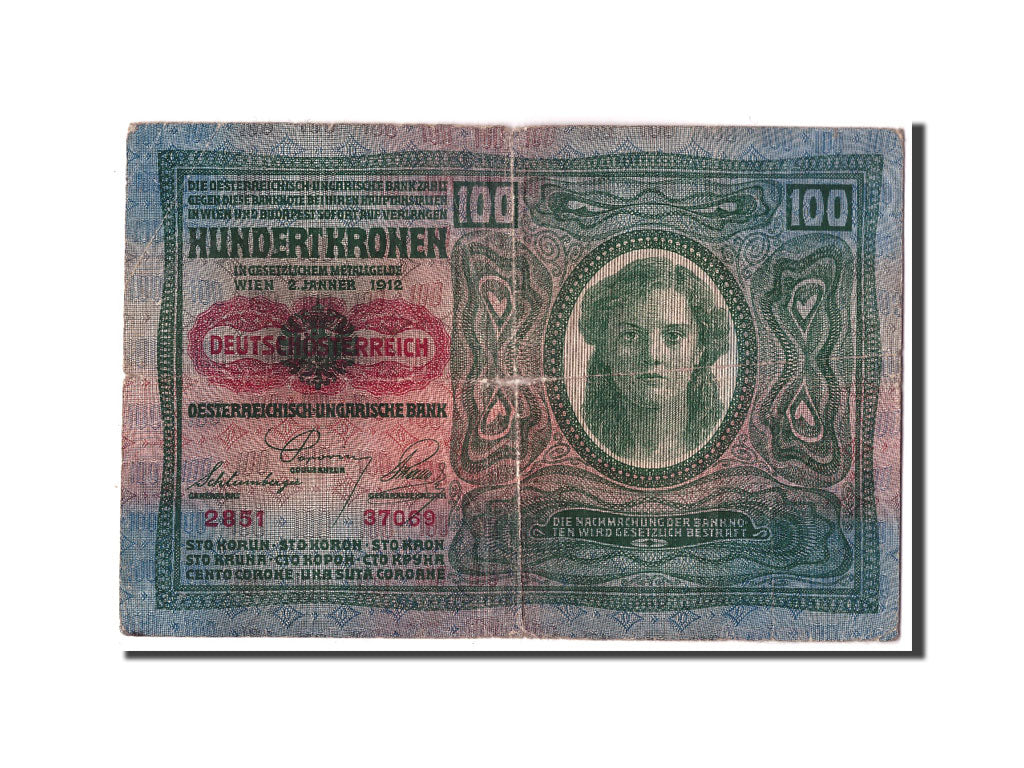 Austria, 100 Kronen, Undated (1919), KM:56, 1912-01-02, G(4-6)