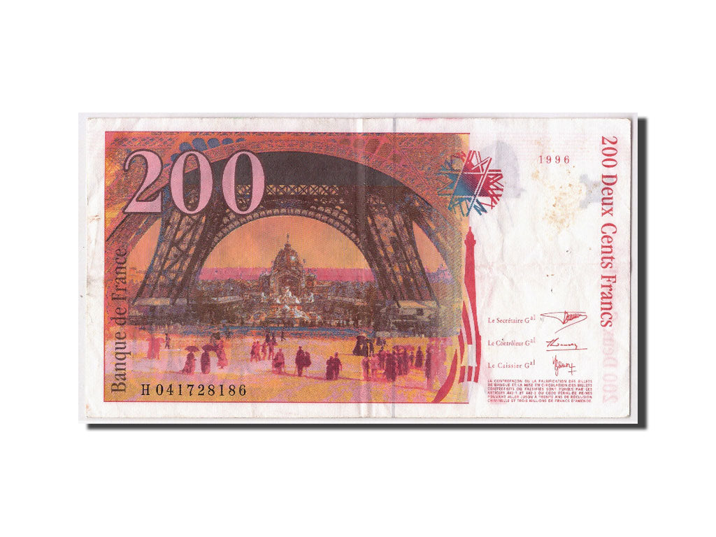 France, 200 Francs Eiffel, 1996, KM:159b, Fayette:75.3a, VF(30-35)