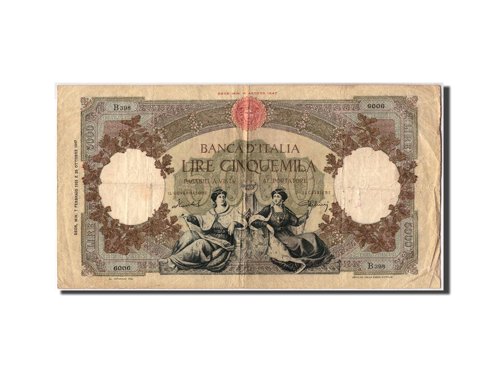 Italia, 5000 Lire, 1953, KM:85b, 1953-02-07, RC+