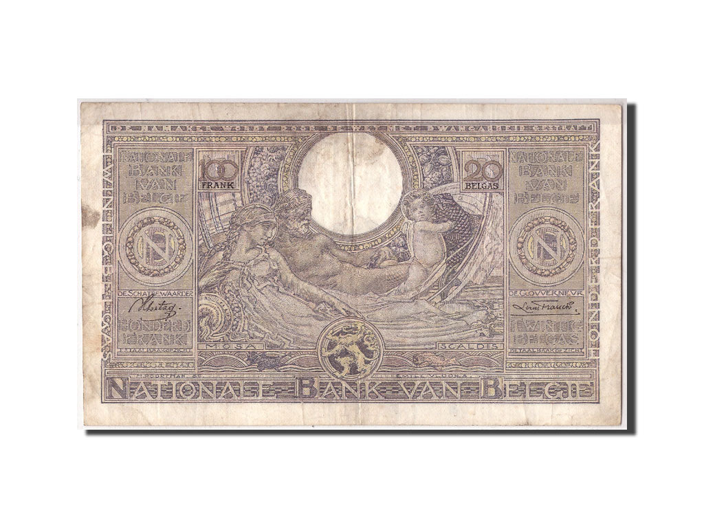 Banknote, Belgium, 100 Francs-20 Belgas, 1936, 1936-11-20, KM:107, VG(8-10)