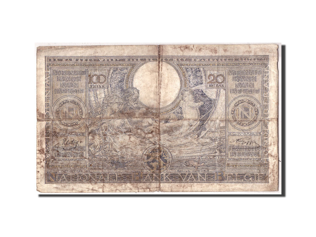 Belgien, 100 Francs-20 Belgas, 1936, KM:107, 1942-02-19, GE+
