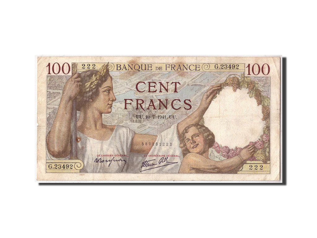 Biljet, Frankrijk, 100 Francs, 100 F 1939-1942 ''Sully'', 1941, 1941-07-10, B+