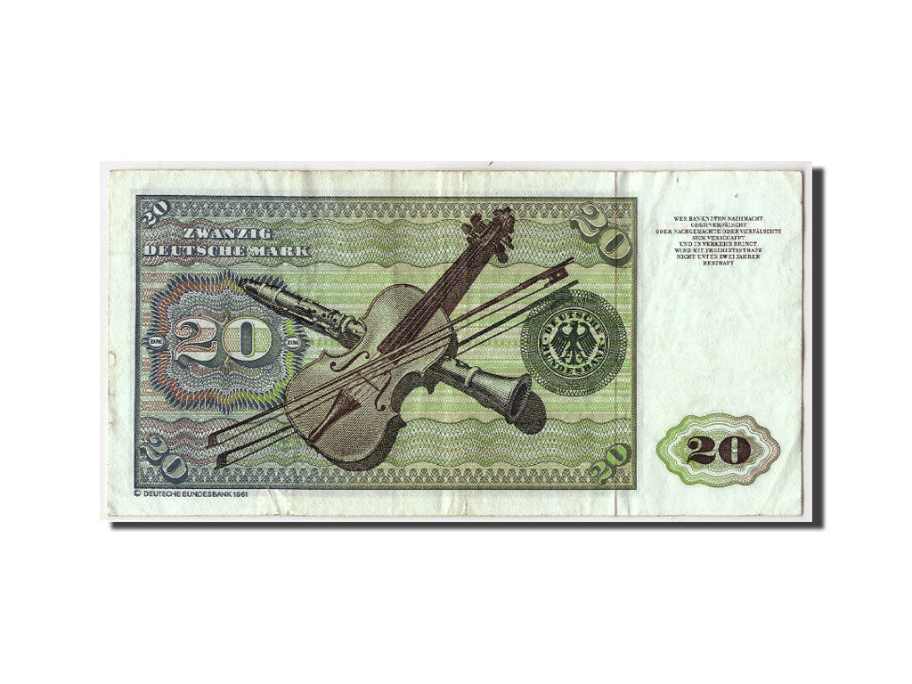 Billet, République fédérale allemande, 20 Deutsche Mark, 1980, 1980-01-02