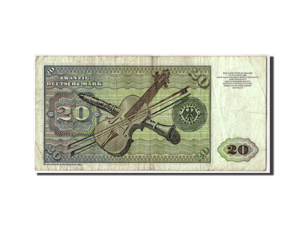 GERMANY - FEDERAL REPUBLIC, 20 Deutsche Mark, KM:32d, 1980-01-02, VG(8-10)