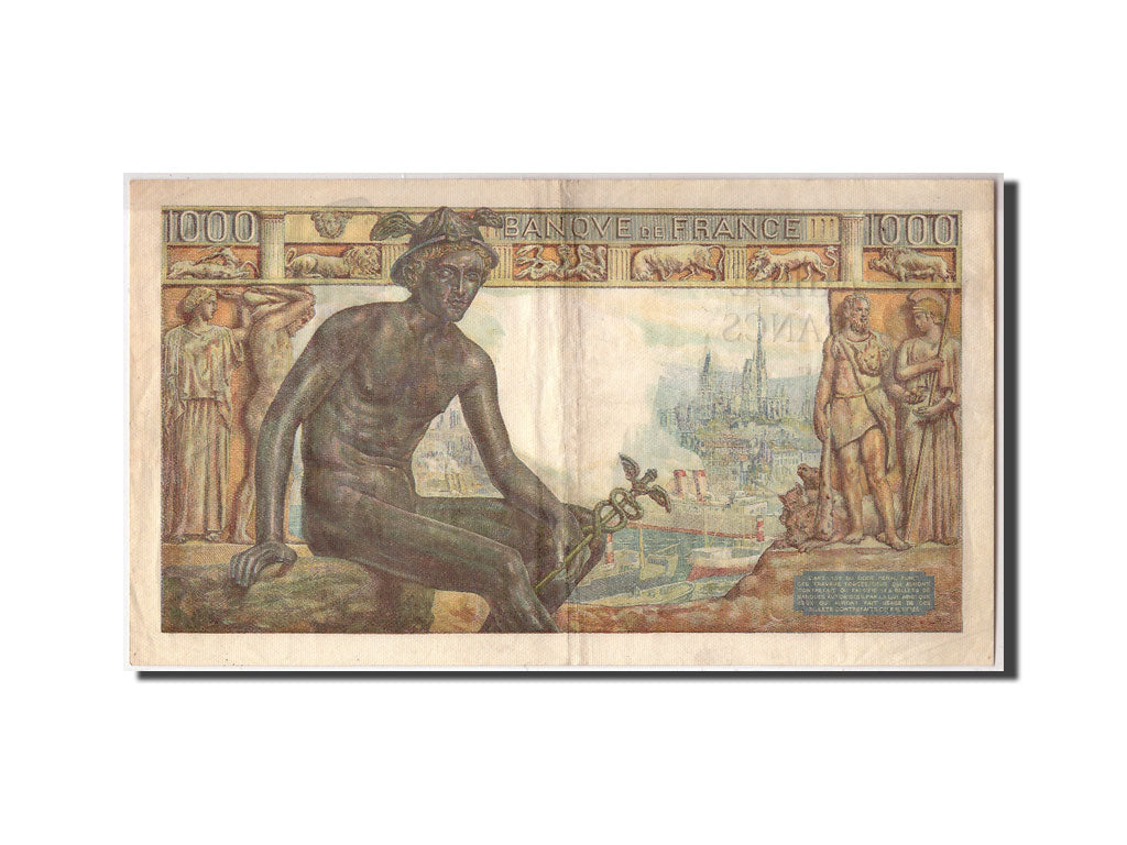 France, 1000 Francs Déesse Demeter, 1943-04-08, KM:102, Fayette:40.21, AU(50-53)