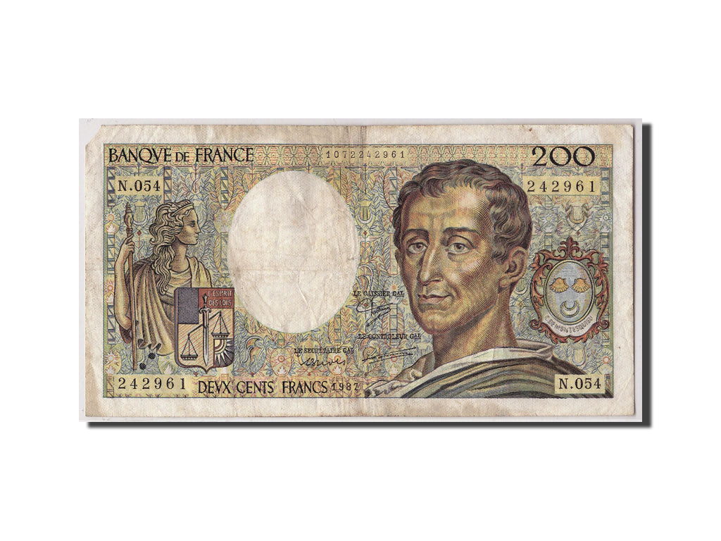 Francia, 200 Francs Montesquieu, 1987, KM:155b, Fayette:70.7, RC
