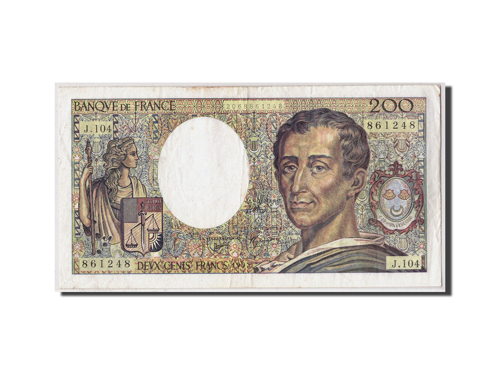 France, 200 Francs Montesquieu, 1992, KM:155e, Fayette:70.12a, VF(30-35)