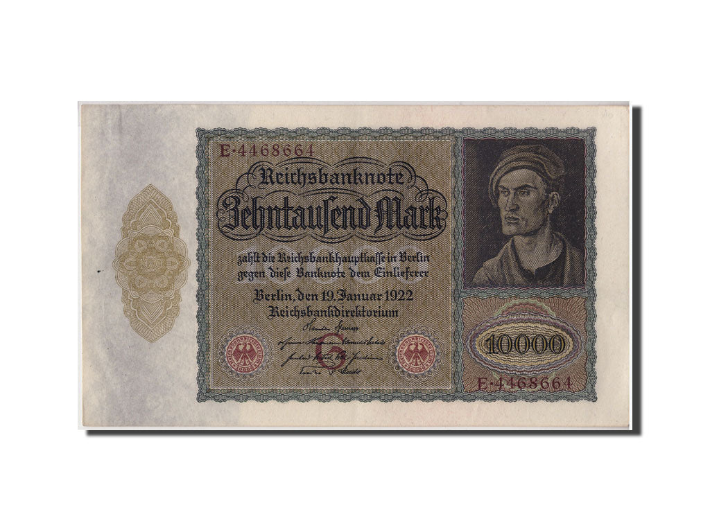 Banknote, Germany, 10,000 Mark, 1922, 1922-01-19, KM:70, UNC(60-62)