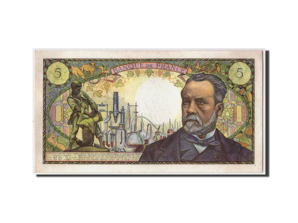 France, 5 Francs Pasteur, 1967-05-05, KM:146b, Fayette:61.5, UNC(65-70)