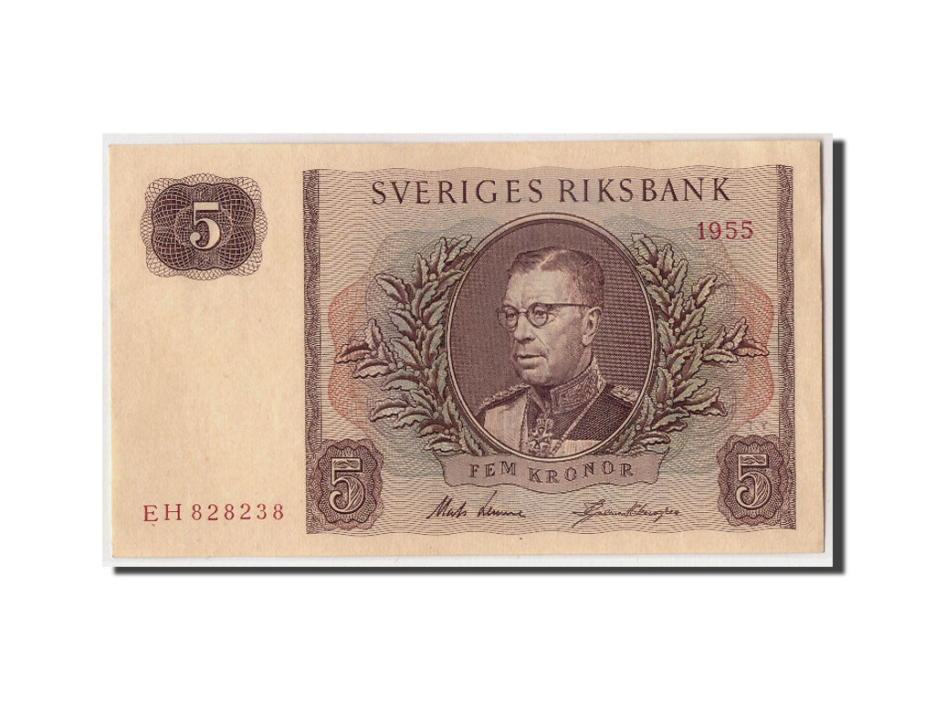 Geldschein, Schweden, 5 Kronor, 1955, KM:42b, UNZ-