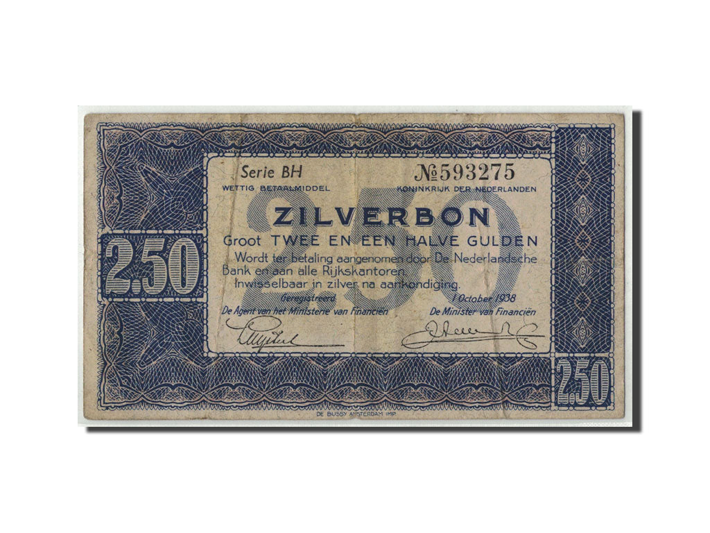 Paesi Bassi, 2 1/2 Gulden, 1938, KM:62, 1938-10-01, B+