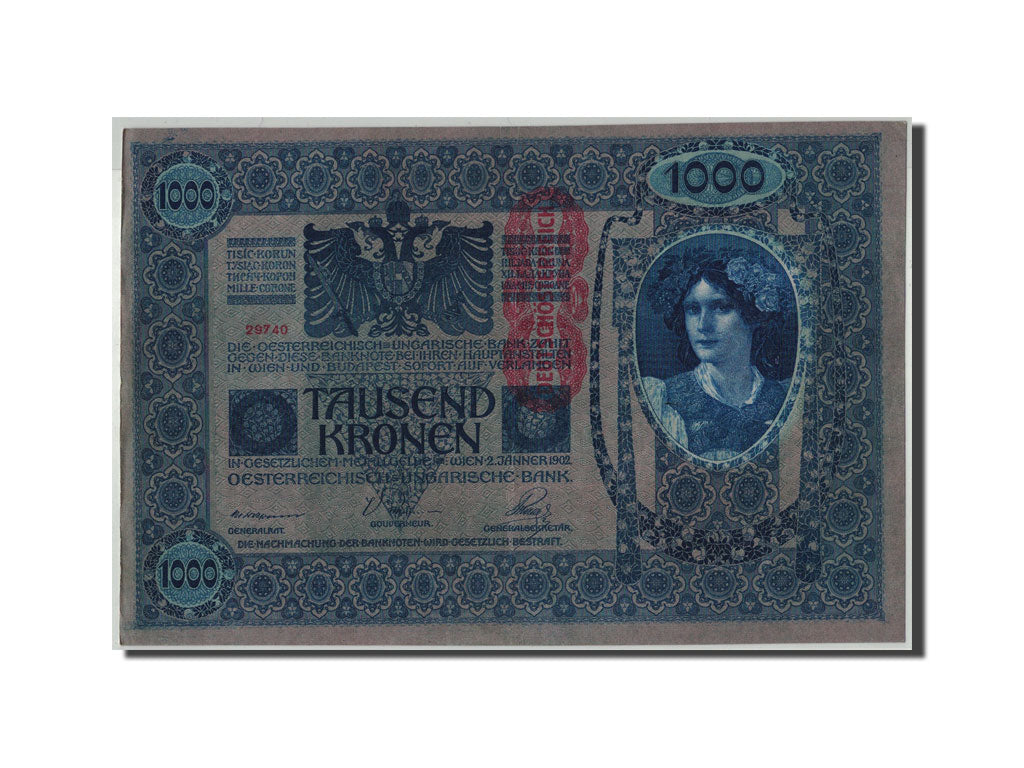 Banknote, Austria, 1000 Kronen, Undated (1919), 1922-01-02, KM:59, AU(50-53)