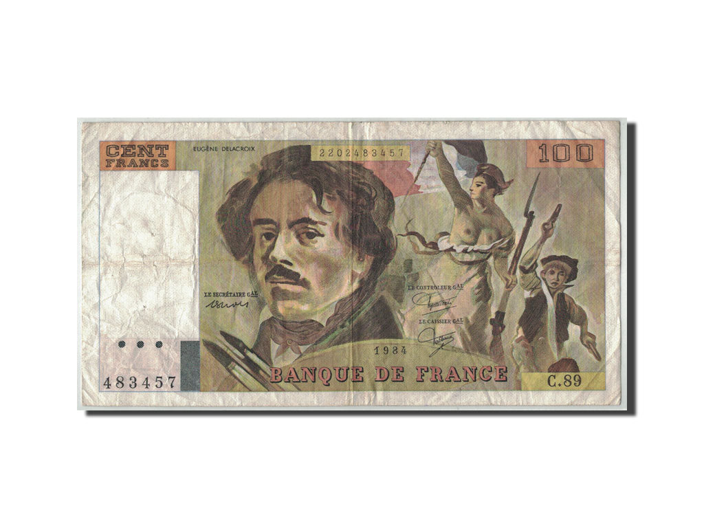 Geldschein, Frankreich, 100 Francs, 100 F 1978-1995 ''Delacroix'', 1984, S