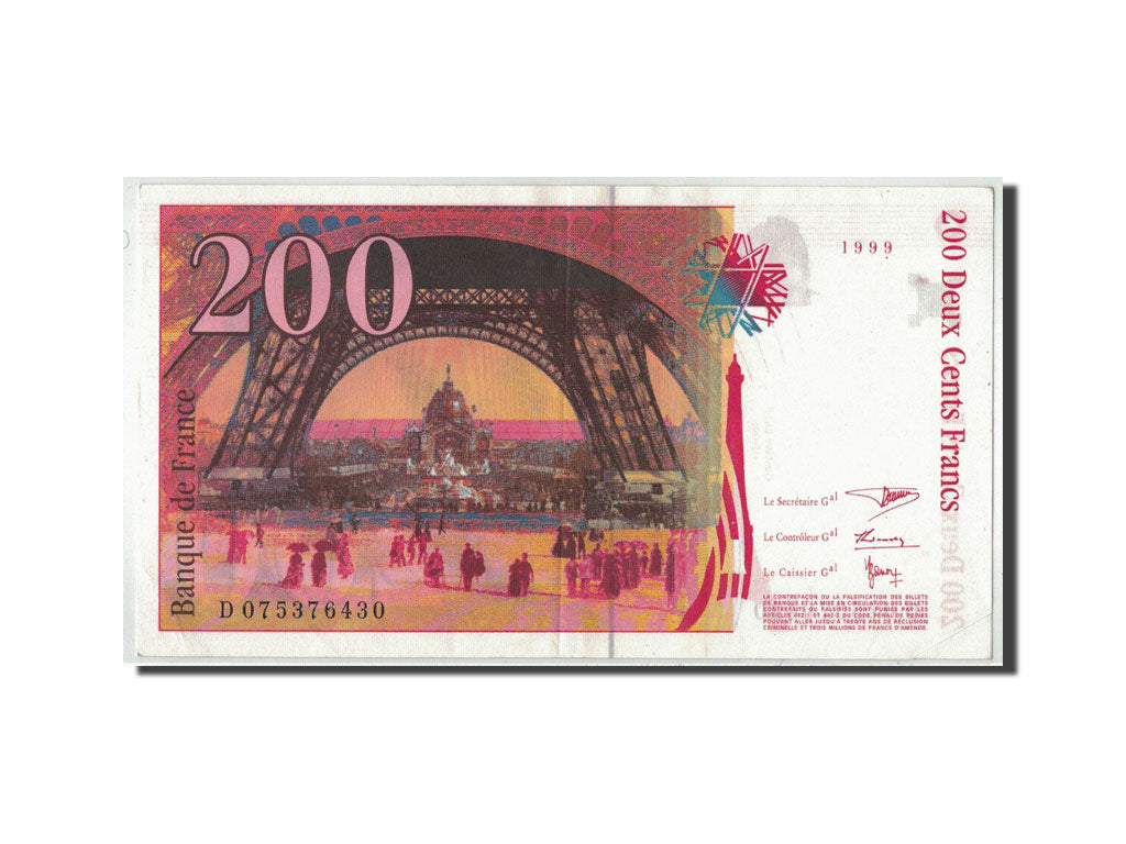 France, 200 Francs Eiffel, 1999, KM:159c, Fayette:75.5, SUP