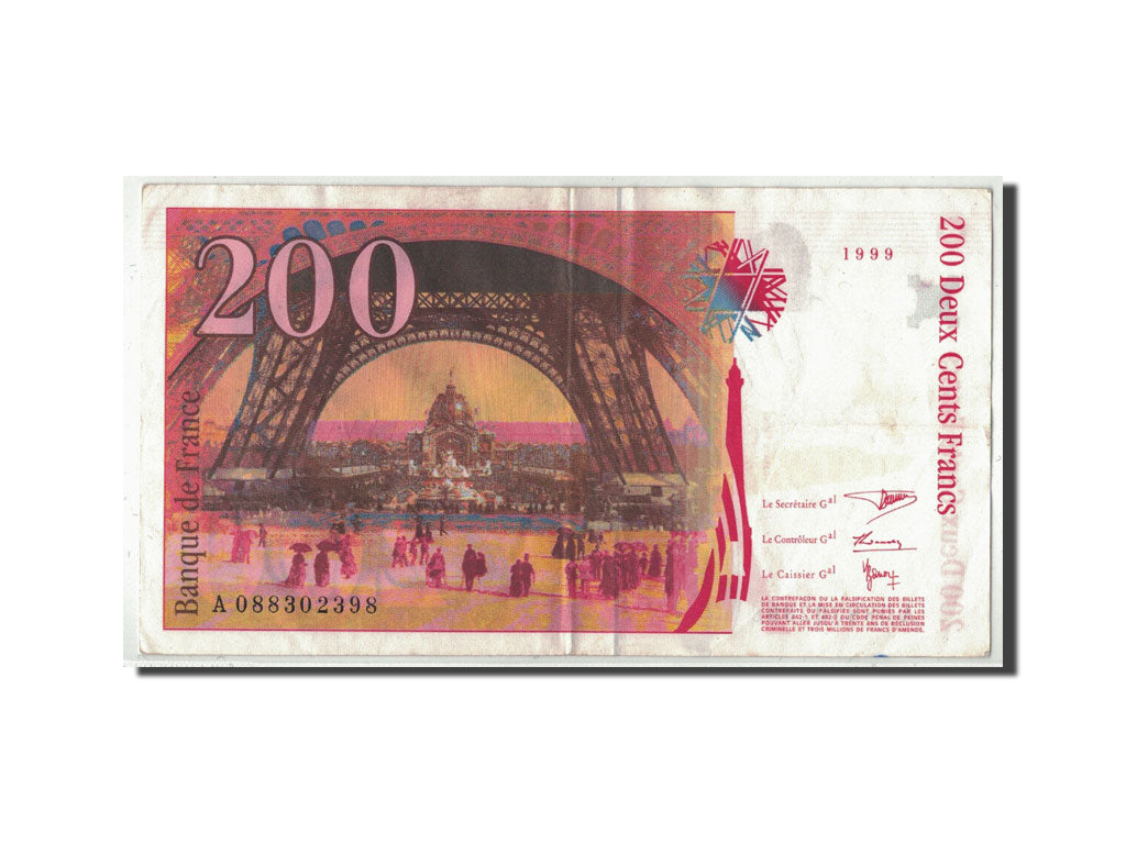 Frankreich, 200 Francs Eiffel, 1999, KM:159c, Fayette:75.5, SS