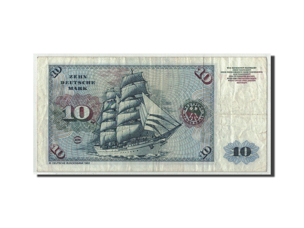 République fédérale allemande, 10 Deutsche Mark, 1980, KM:31d, 1980-01-02