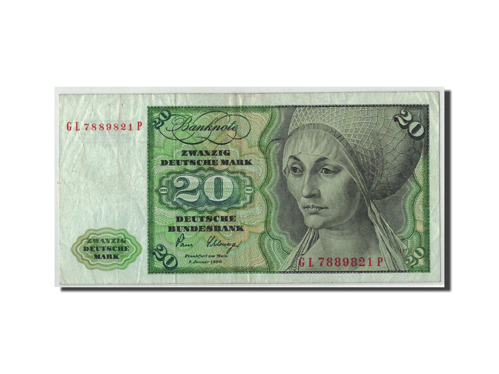 GERMANY - FEDERAL REPUBLIC, 20 Deutsche Mark, 1980, KM:32d, 1980-01-02