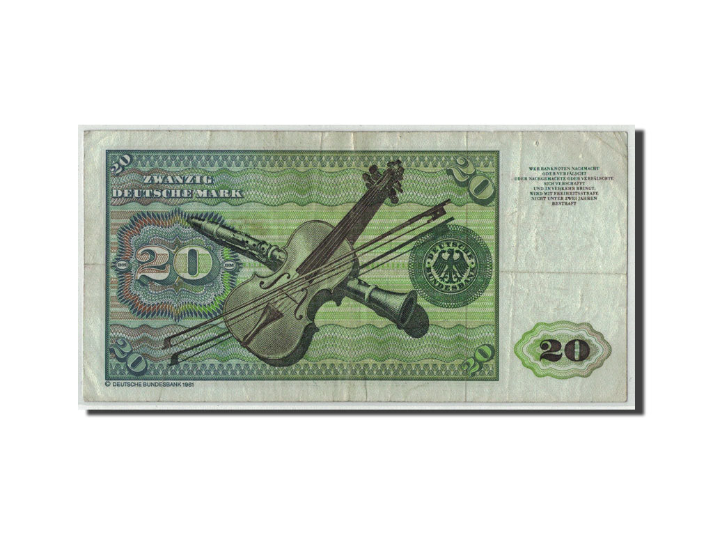 Banconote, GERMANIA - REPUBBLICA FEDERALE, 20 Deutsche Mark, 1980, KM:32d