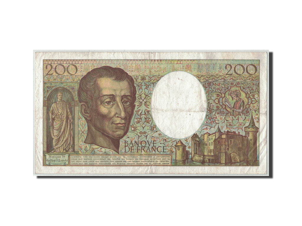 Francia, 200 Francs Montesquieu, 1990, KM:155d, Fayette:70.10a, BC